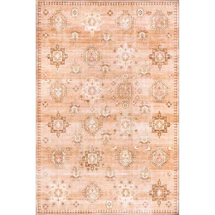 Beige Krystin Distressed Machine Washable Area Rug for wholesale on Faire21