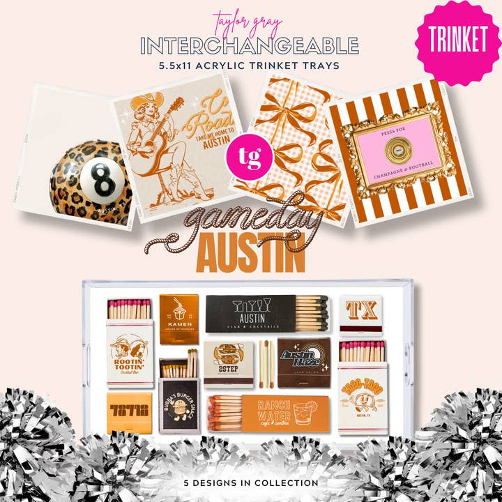 5.5x11 GAMEDAY AUSTIN trinket tray insert set of 5 for wholesale by TAYLOR GRAY