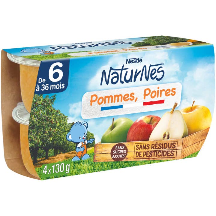 Compotes Baby from 4/6 months, NATURNES apples and pears for wholesale by Amuse Bouche