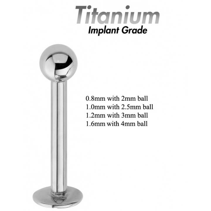 TITANIUM - LABRET STUD 18G/1.0MM,16G/1.2MM ,14G/1.6MM for wholesale by Bodytrend