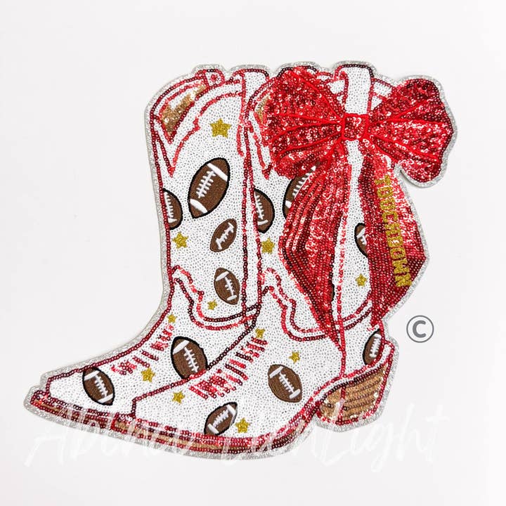 ABLNco - Wholesale Patch - Football Touchdown Star Red Bow Boot Sequin Patch - Large