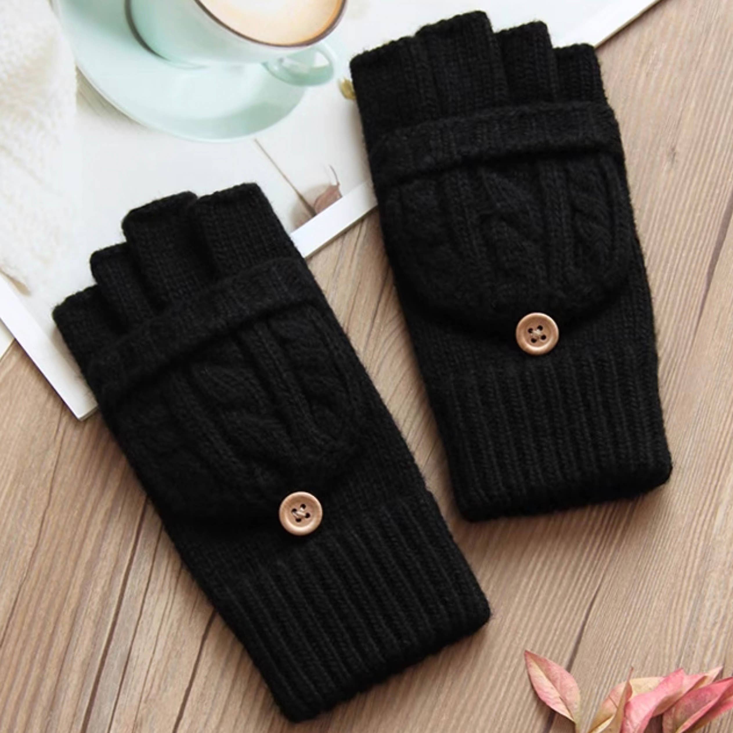 Happy Knits - Wholesale Gloves - Women's - Flip-Cover Wool Gloves for Women - Fingerless Winter Gloves3