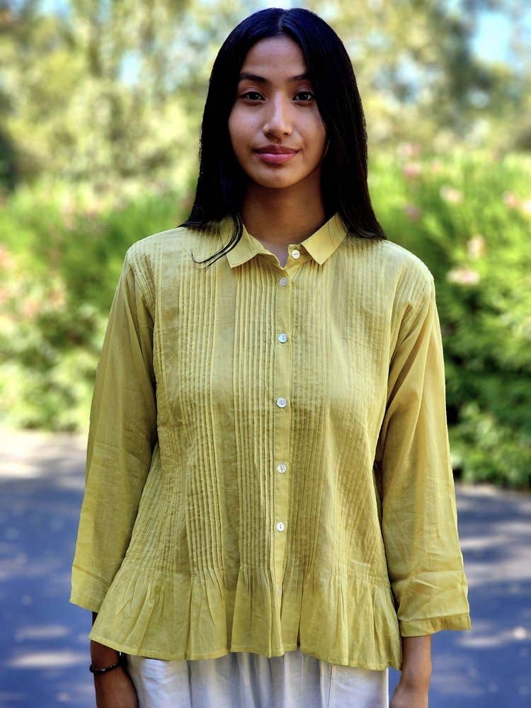 YAZA – wholesale Jacka - Dam – AR25-15 - Pintuxjacka med rynkad fåll - Chartreuse0