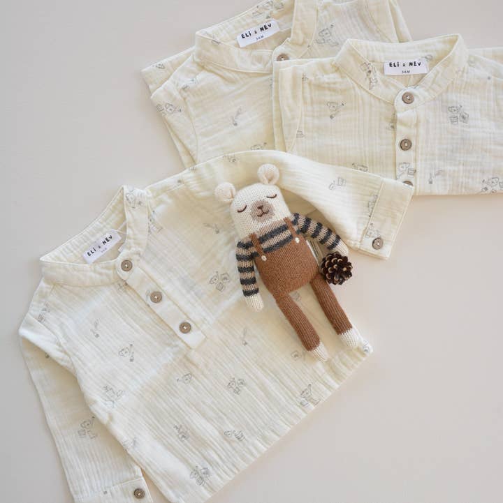 Eli & Nev (we cover U.S. import duties) - Wholesale Button Down Shirt - Kids - Baby / Toddler Muslin Shirt 100% Cotton, Fall/Winter1