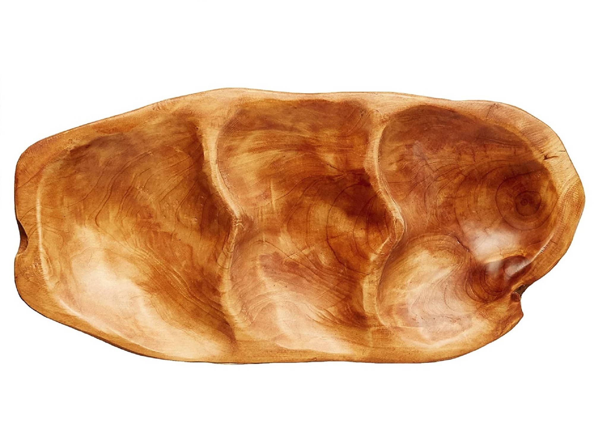 Enrico – wholesale Tallrik – Rotträ 3-sektionsfat 14" x 7" – Rustik serveringsbricka2