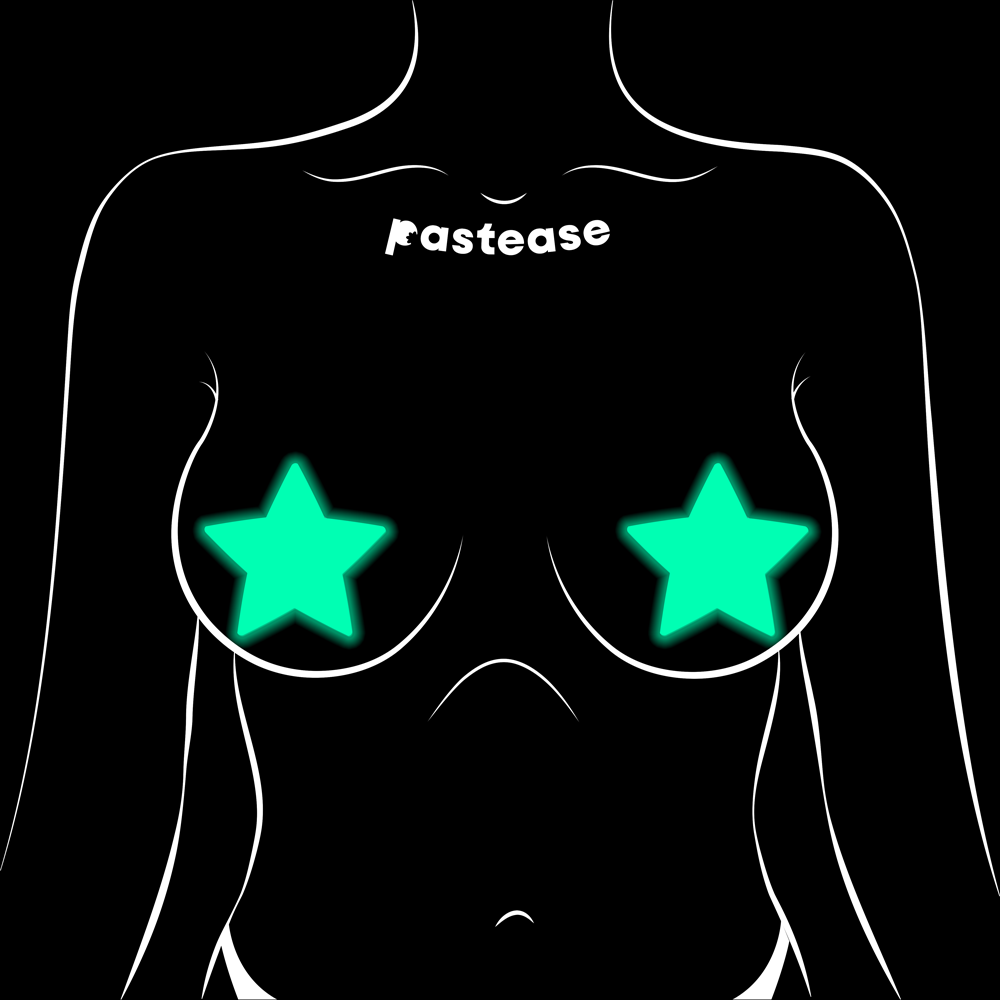 Pastease® - Wholesale Nipple Pasties - Women's - Star: Glow-in-the-Dark Neon Star Pasties Nipple Covers11