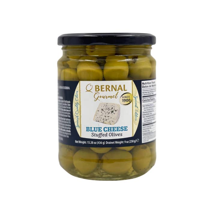 Casacella Foods - Wholesale Olives - Bernal Gourmet Blue Cheese Stuffed Olives 15.4 oz (436 g)1