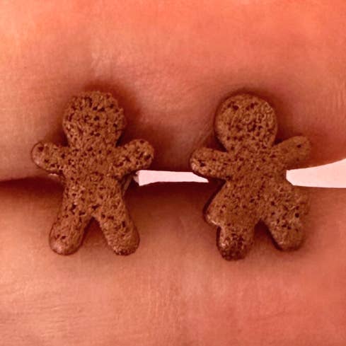 Mini Gingerbread Boy & Girl Studs for wholesale by fireflyFrippery