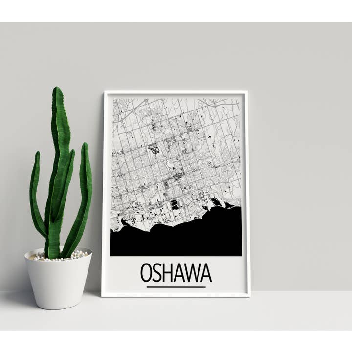 Impressão de mapa Oshawa de 11 “x 14" - estilo Art Deco por atacado de ILIKEMAPS