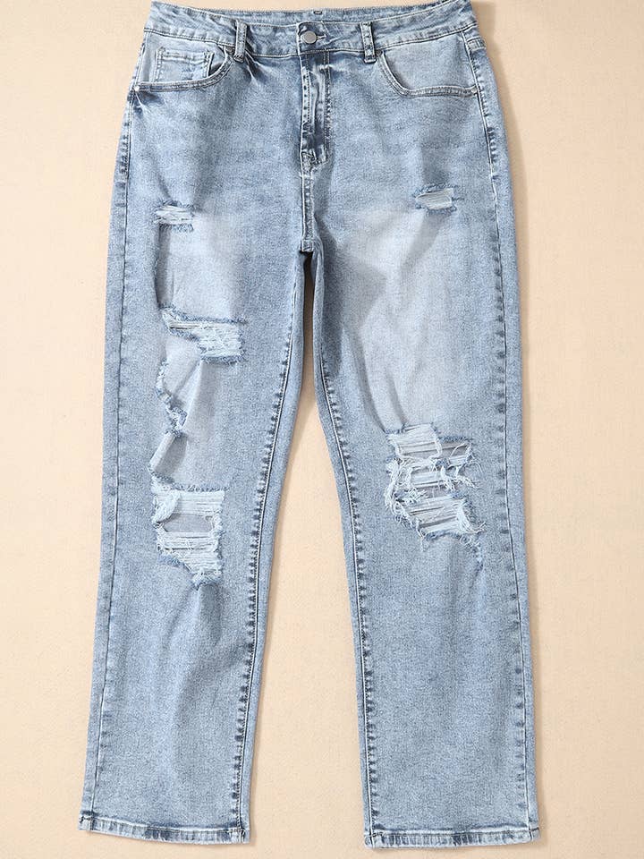 FULL TIME PURCHASE - Wholesale Jeans - Women's - Light Wash Frayed Slim Fit High Waist Jeans6
