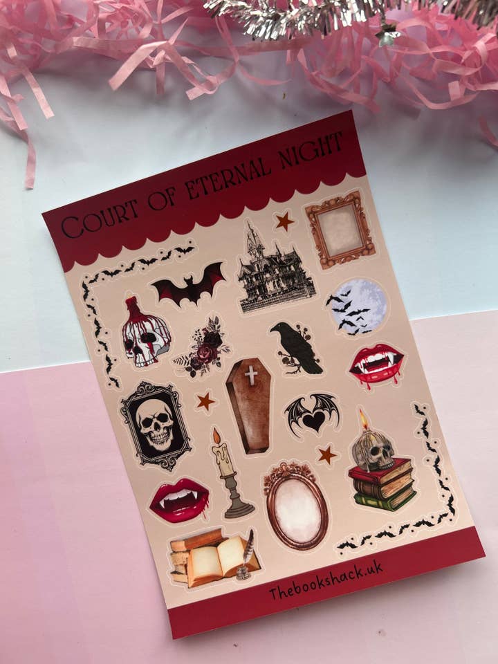 A Court of Eternal Night Sticker Sheet – Vampire Bookish Stickers for wholesale by TheBookShack