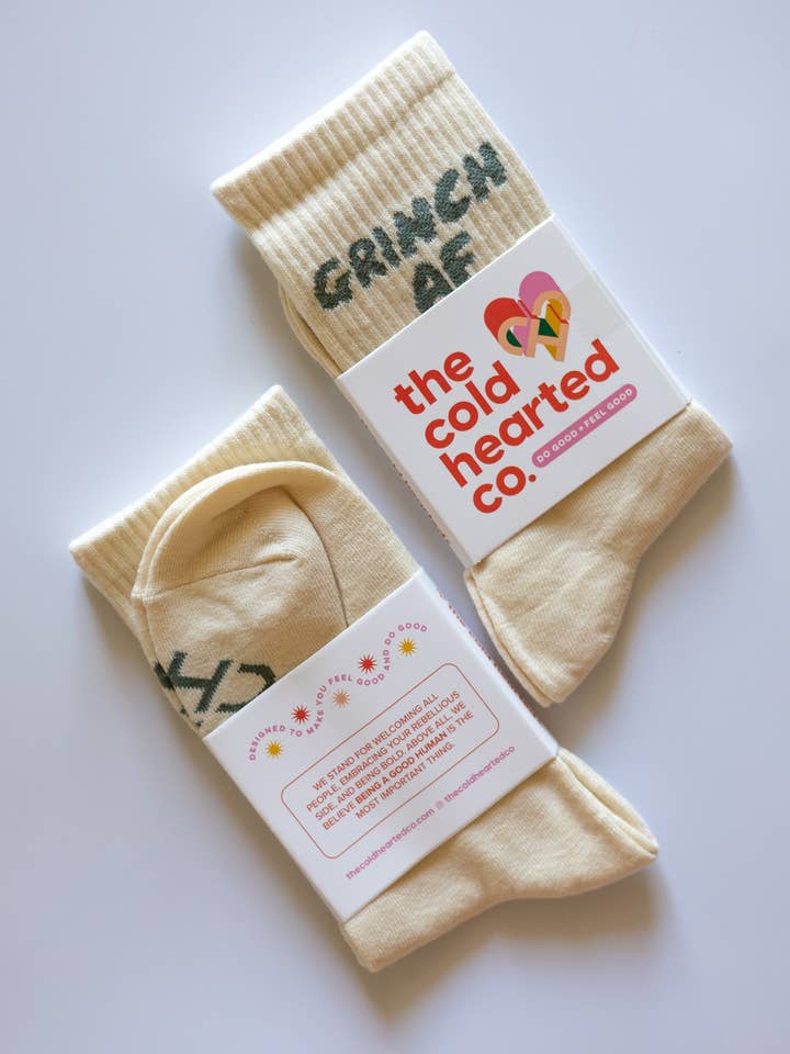 The Cold Hearted Collective - Wholesale Socks - Unisex - Grinch Af Funny Holiday Socks