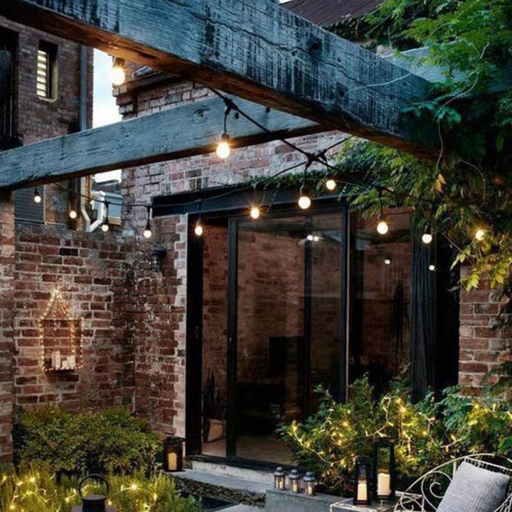 OutdoorSolarOutlet - Wholesale String Lights - 48F Solar Powered String Lights Waterproof LED Indoor/Outdoor Hanging Edison Bulb Lights with 15 Bulbs - Patio Lights