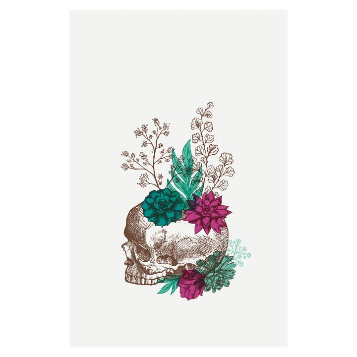 Skull Planter Letterpress Art Print for wholesale by Letterpress Jess