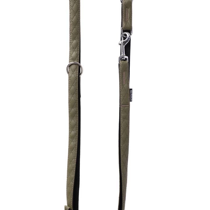 Laisse vert kaki en nylon réglable en longueur avec motif losange pour la vente par BennyBurton (Walk-Buddy Hundezubehör)