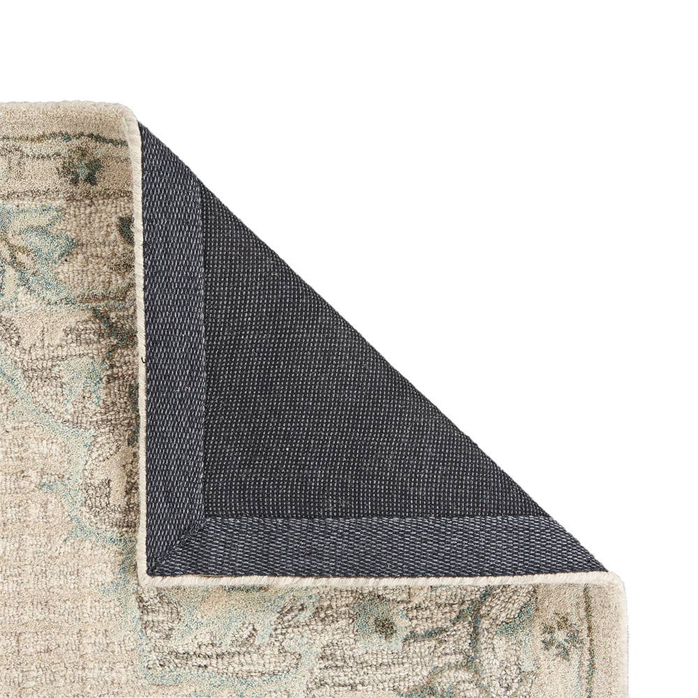 Beige Blue Artisan-Made Wool Area Rug – Medallion Pattern for wholesale on Faire4