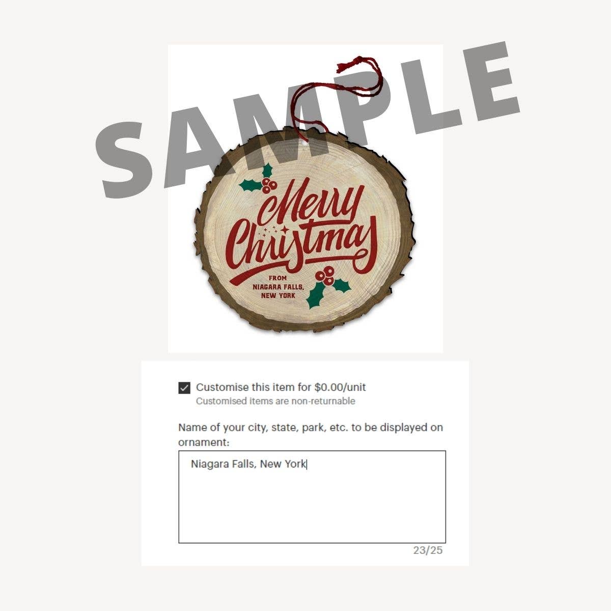 Nelson Gifts Wholesale - Vente Objets de décoration - Décoration vintage personnalisée « Merry Christmas » en bois avec extrémité de bûche1