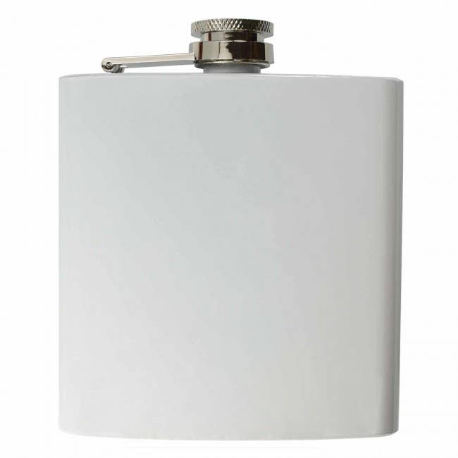 Stainless steel hip flask in white look for wholesale by COWstyle