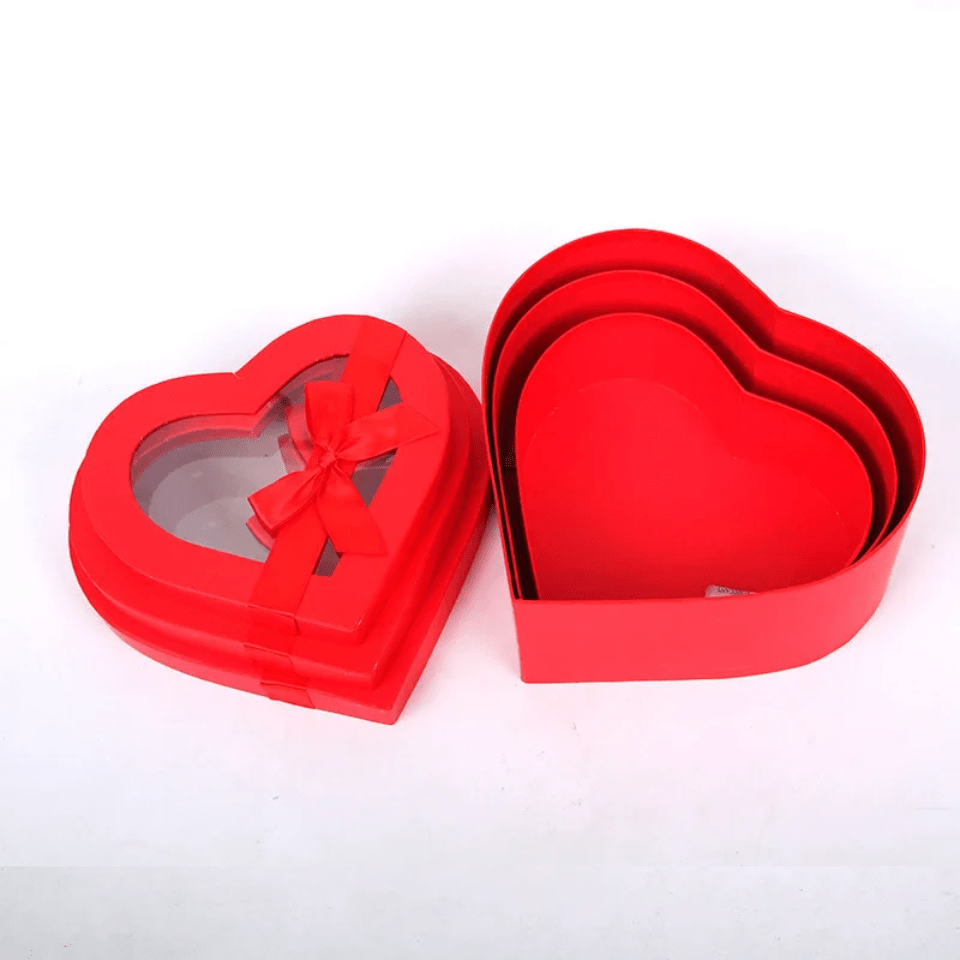 Elegant Design Supply - Vendita all'ingrosso Confezioni regalo - Scatola a forma di cuore con nastro e coperchio trasparente6