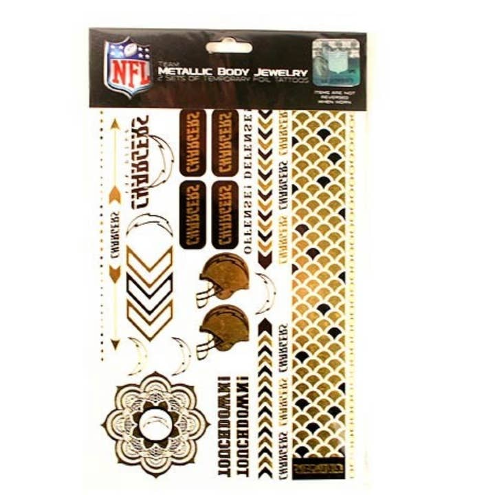 Tattoos 2pk Body Jewelry 6"x10"- San Diego Chargers for wholesale by St. Louis Wholesale LLC