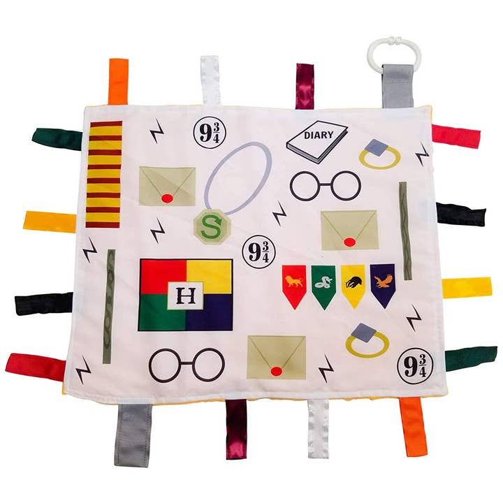 Wizard World House Comfort Blanket Learning Lovey 14" x 18" for wholesale by Baby Jack and Company