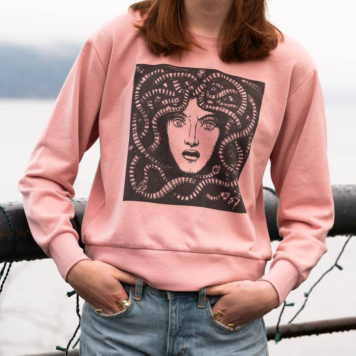 Medusa Crew Neck Sweatshirt for wholesale by Feather & Fox Print Co.