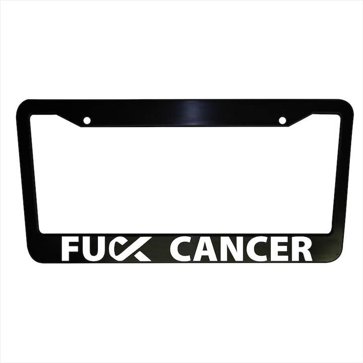 Fuck Cancer License Plate Frame, Supportive Car Plate Frame, Plastic or Aluminum, Truck Car Van Decor, Car Accessories, Fight Cancer for wholesale by MonkeyFeetGraphics