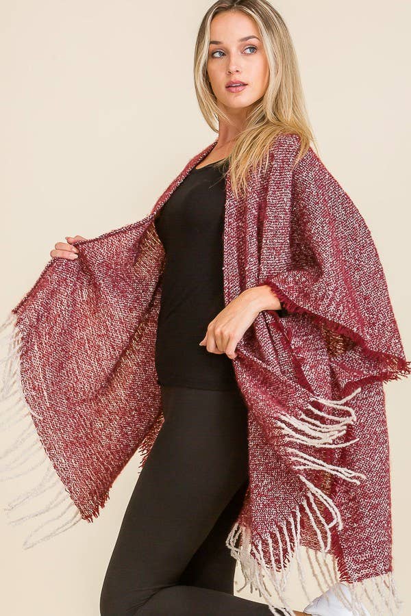 SOM VIST Flosset Tæppe Sjals Åben Silhuet Poncho for engroshandel på Faire4