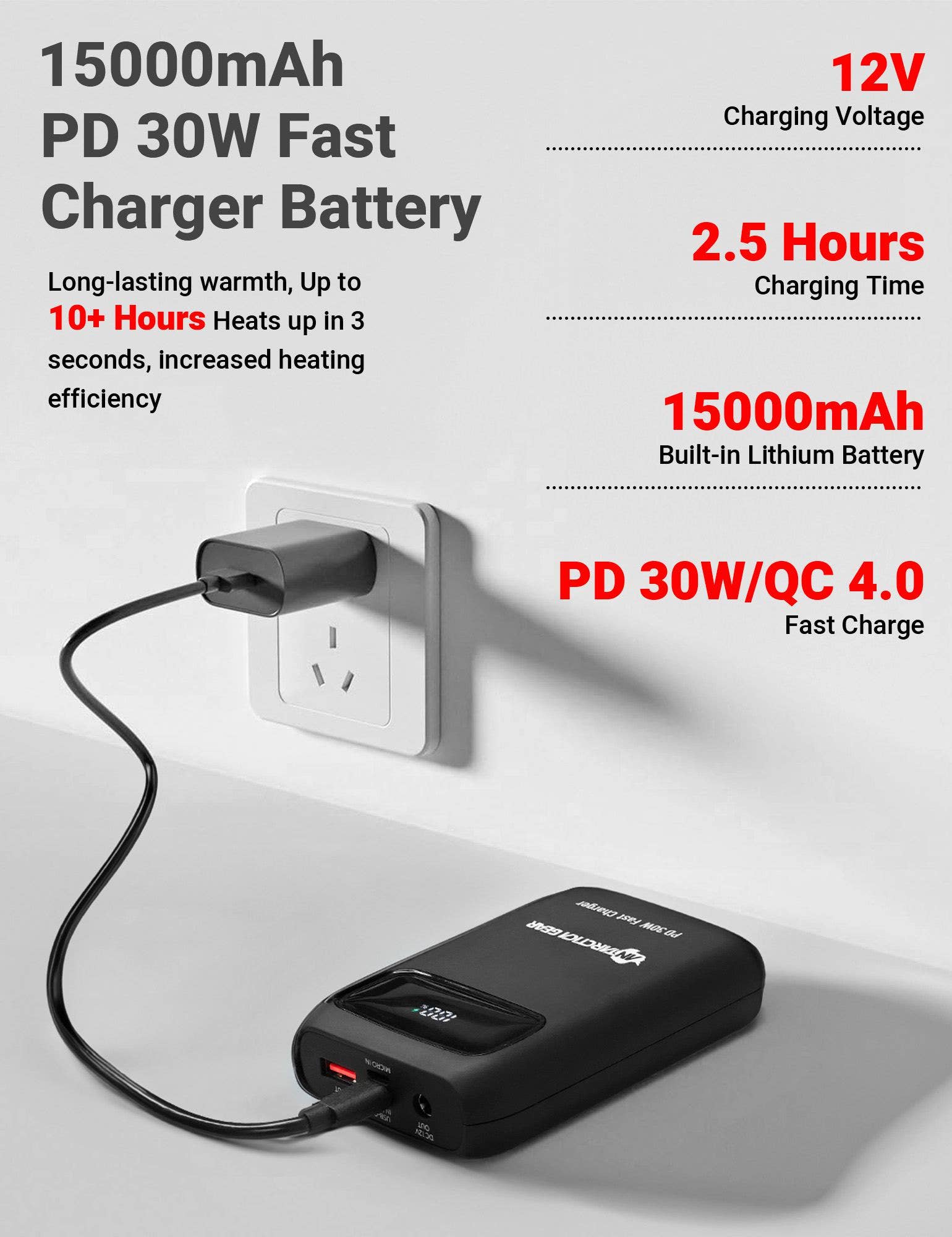 Antarctica Outdoors – wholesale Portable charger – ANTARCTICA GEAR 15000mAh 12V Portable Battery, PD 30W and QC 4.0 Fast Charger Battery3