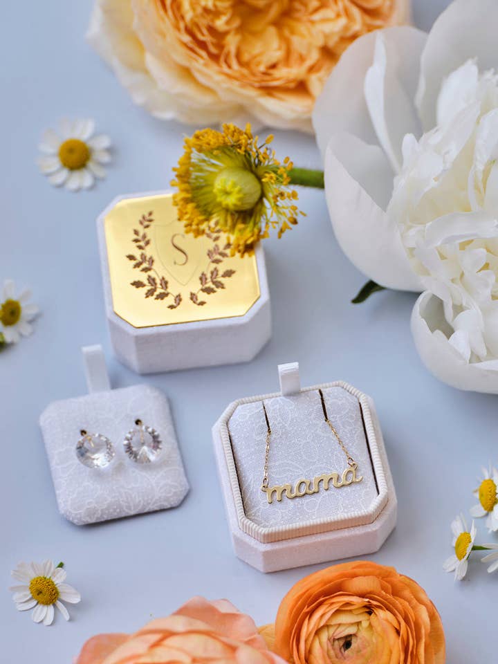 The Camellia Necklace Box for wholesale by The Mrs. Box