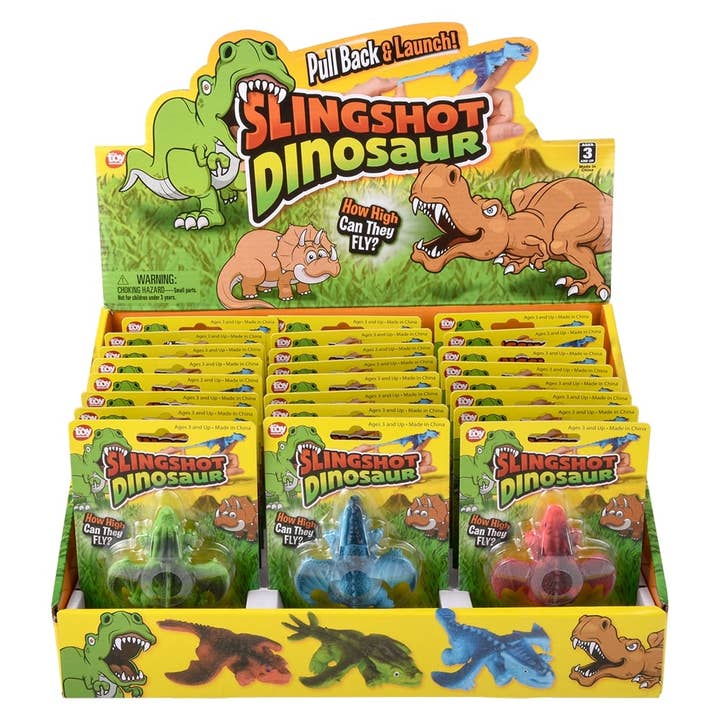 La Luna Bella - Toys - Wholesale Classic Toy - Kids - 4.33" Slingshot Dinosaur 24ct - LLB Toys