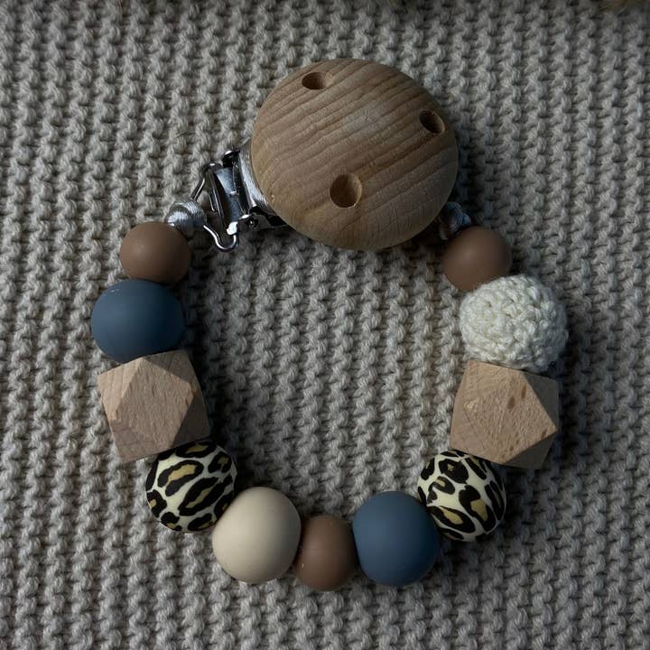 Clipe para chupeta sem nome | impressão tigre & castanho por atacado de Baby Jewellery