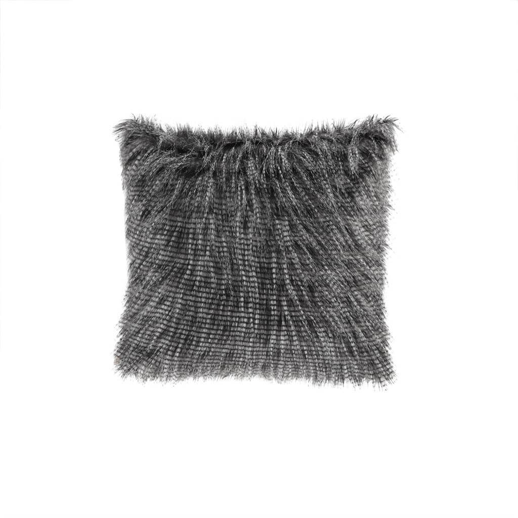Grey Long Faux Fur Square Throw Pillow 20x20 for wholesale on Faire1