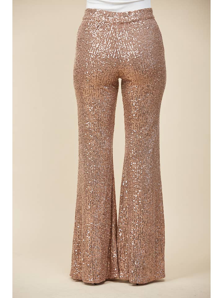WISTERIA LANE - Vendita all'ingrosso Pantalone - Donna - PANTALONI A ZAMPA IN PAILLETTES - 2405 COPPER