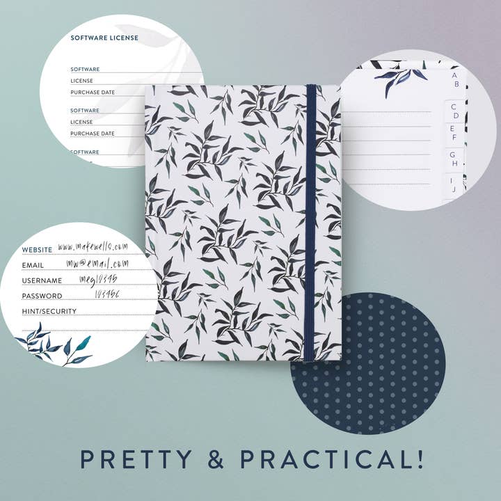 Makewells - Vente Journal intime - Carnet de mots de passe avec onglets alphabétiques et bracelet1
