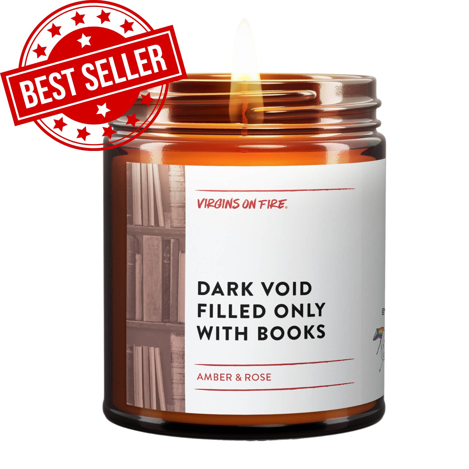DARK VOID FILLED ONLY WITH BOOKS (Amber & Rose) Soy Candle for wholesale by Virgins On Fire Candle Co.