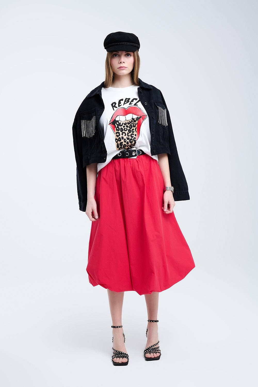 Relaxed White T-shirt With Rebel and Lips Graphic Print for wholesale on Faire4