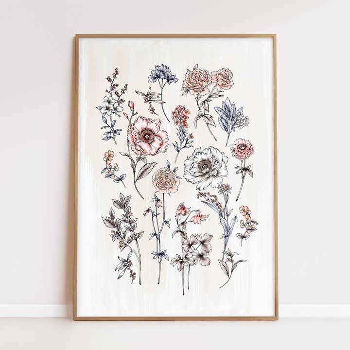 Beige Botanical Artprint for wholesale by Typoflora