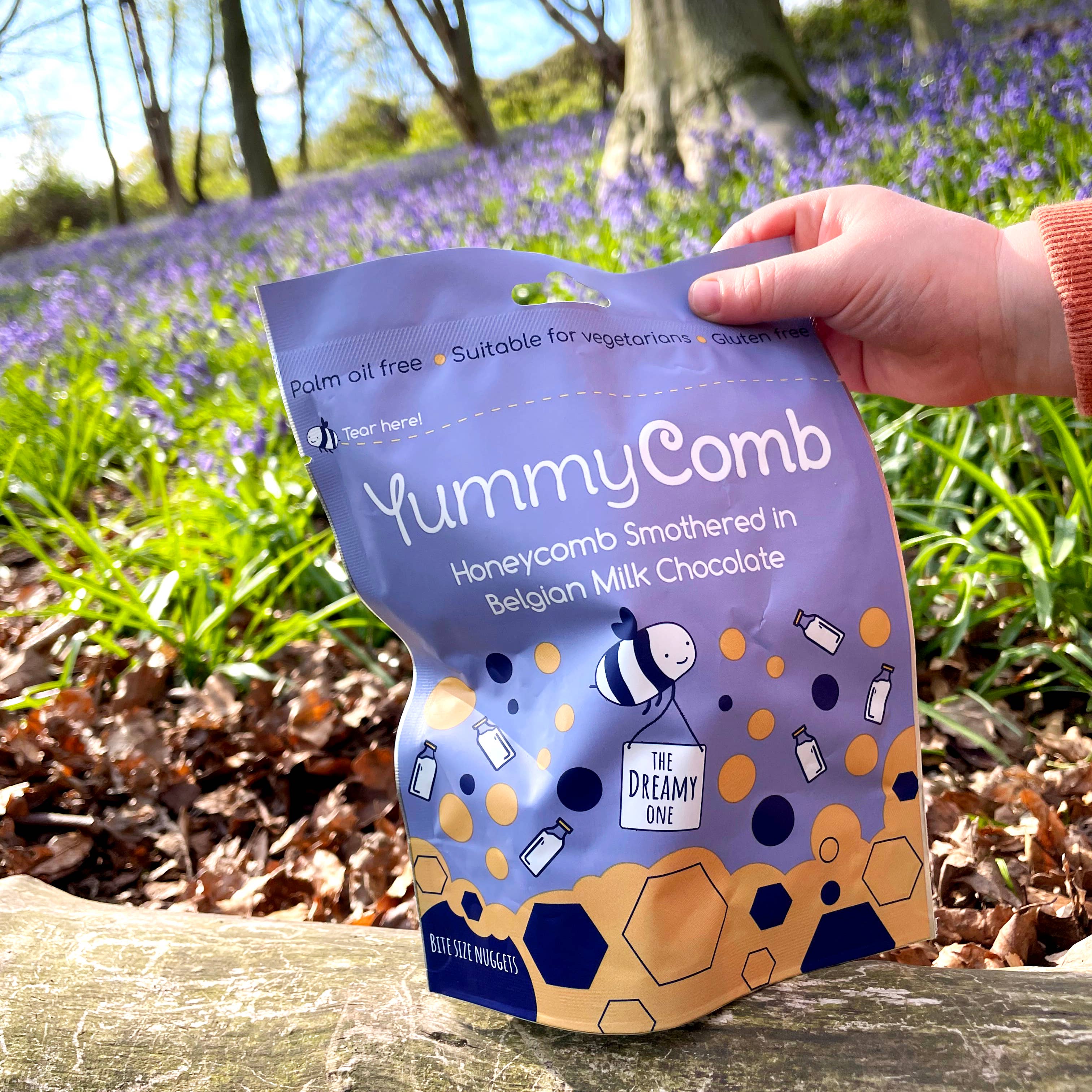 Yummycomb – wholesale Chocolate-covered sweets – 6 x Belgian Milk Chocolate Honeycomb pouches (100g)4