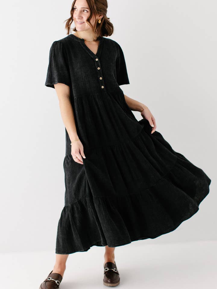 'Bekah' Cotton Gauze Tiered Maxi Dress for wholesale by The Main Street Exchange