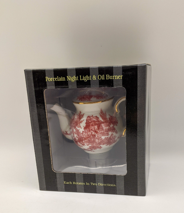 Green Pastures Wholesale - Vente Veilleuses - Lumières de Nuit - Théière en Toile Anglaise (Bordeaux/Bleu/Noir)8