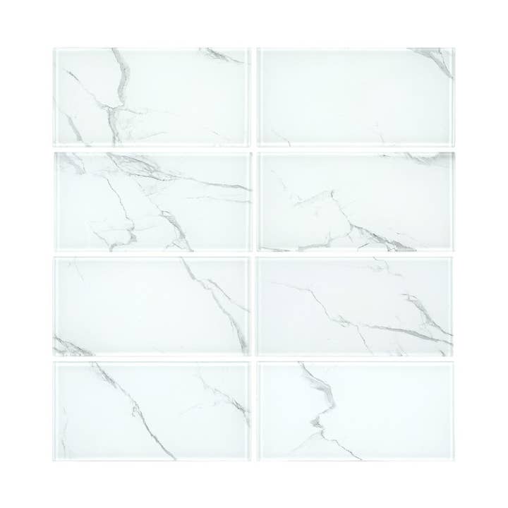 Carreau de métro en verre effet pierre autocollant 3" x 6" x 5mm - 2 pieds carrés par carton pour la vente par WS Tiles