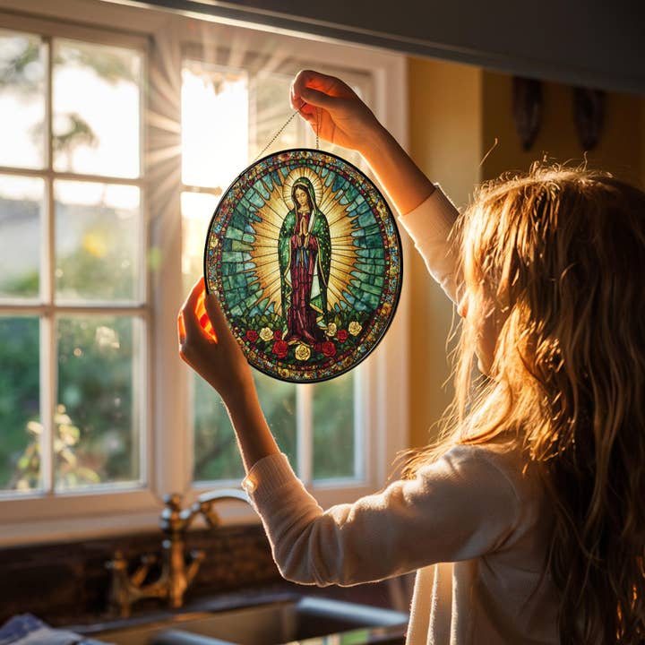NVC Ecommerce LLC - Wholesale Suncatcher - Lady of Guadalupe Stained Glass Suncatcher, Religious Gift2