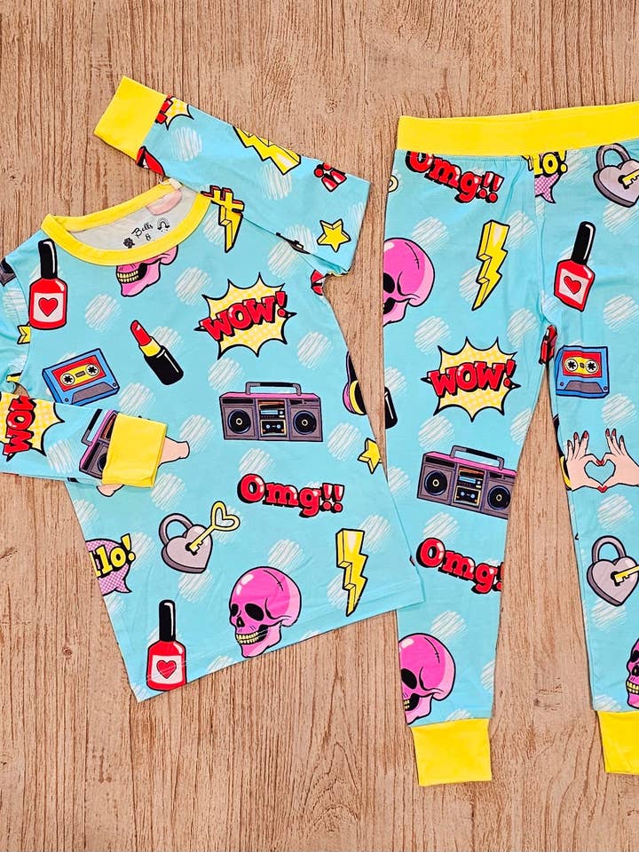That's so 90's 2pc Pajama Set for wholesale by Bells & Rainbows by TND