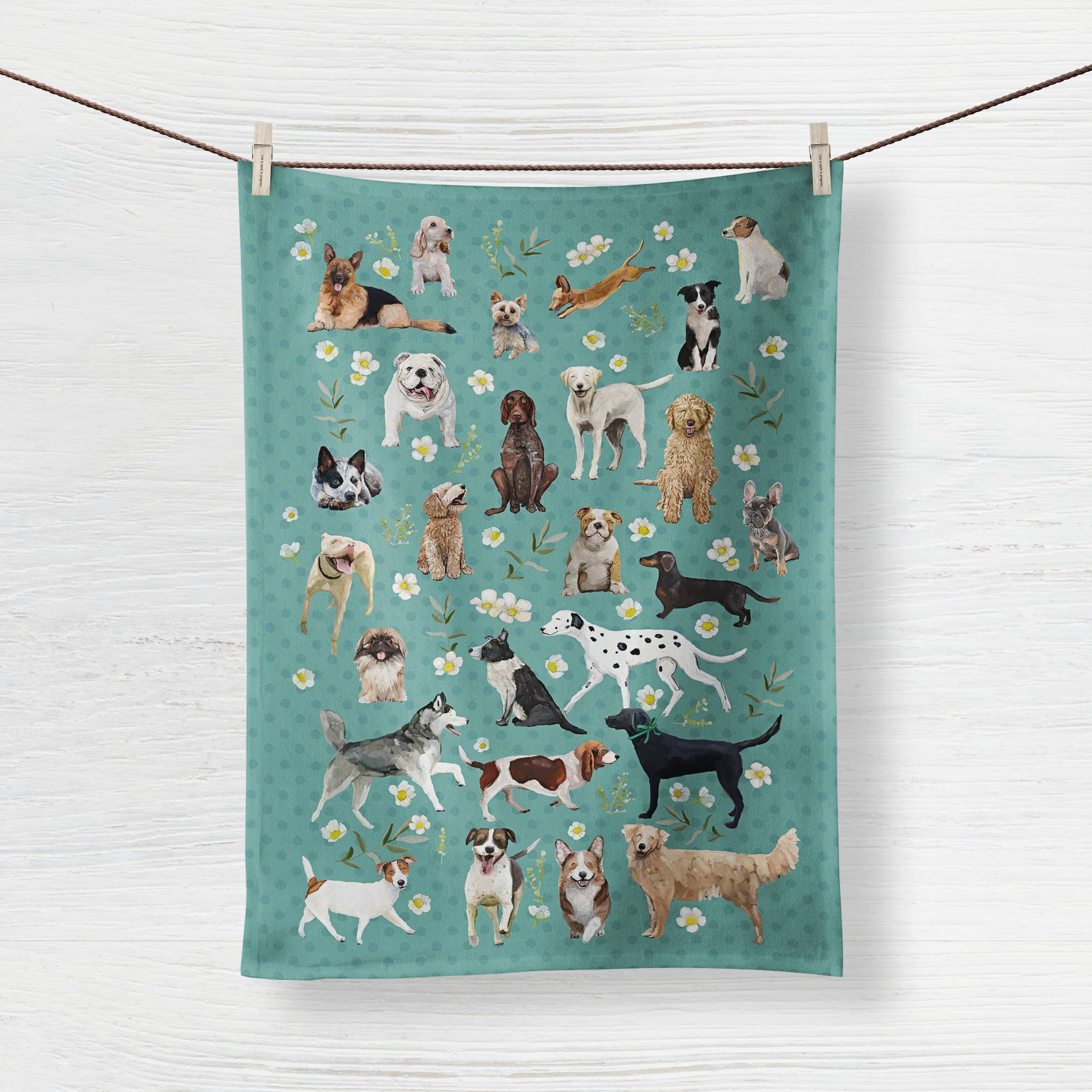 Cathy Walters Art - Wholesale Tea Towel - All the Dogs Tea Towel