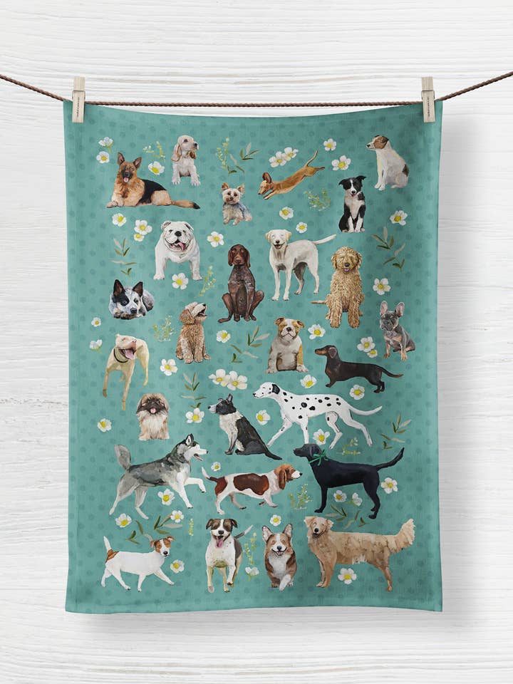 All the Dogs Tea Towel for wholesale by Cathy Walters Art