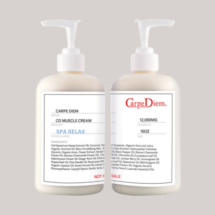 Spa Relax CBD Cream - 12,000mg - Backbar Pump Bottle for wholesale by Carpe Diem CBD