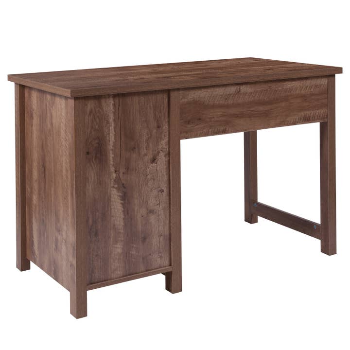 Flash Furniture - Wholesale Desk Set - Oak Wood Finish Computer Desk with Metal Drawers3