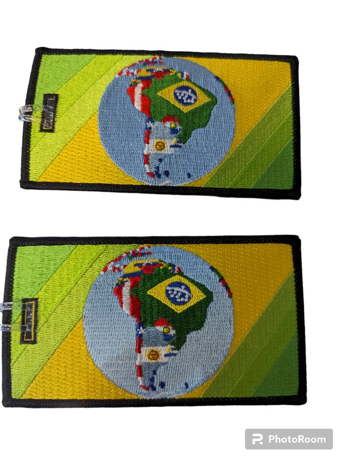 South American Flags Globe Luggage tag for wholesale by FUNNYBAGTAGS by Cukiegirl