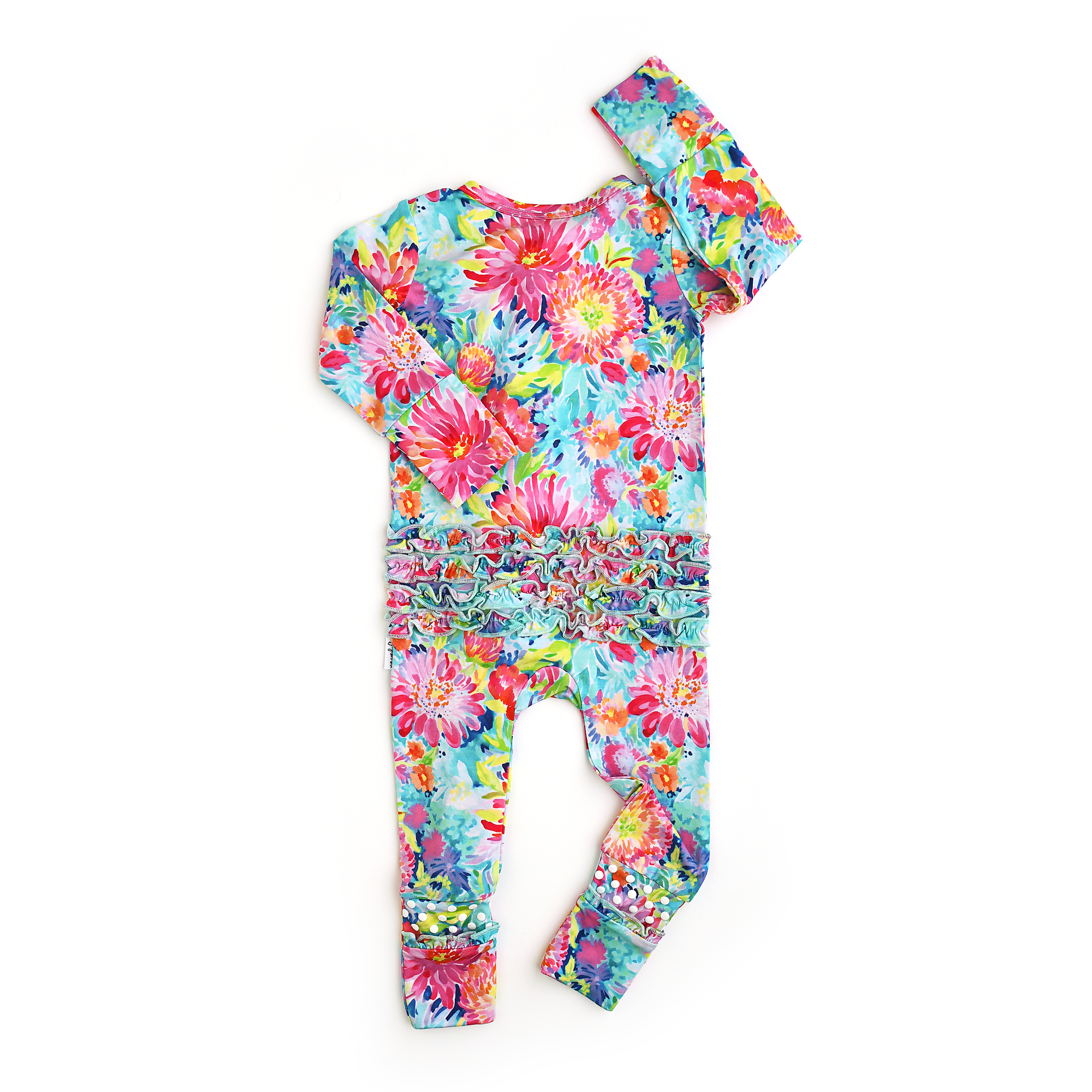 Gigi and Max - Wholesale Jumpsuit - Baby - Bianca RUFFLE ZIP Bamboo Floral Sleepies Little 7